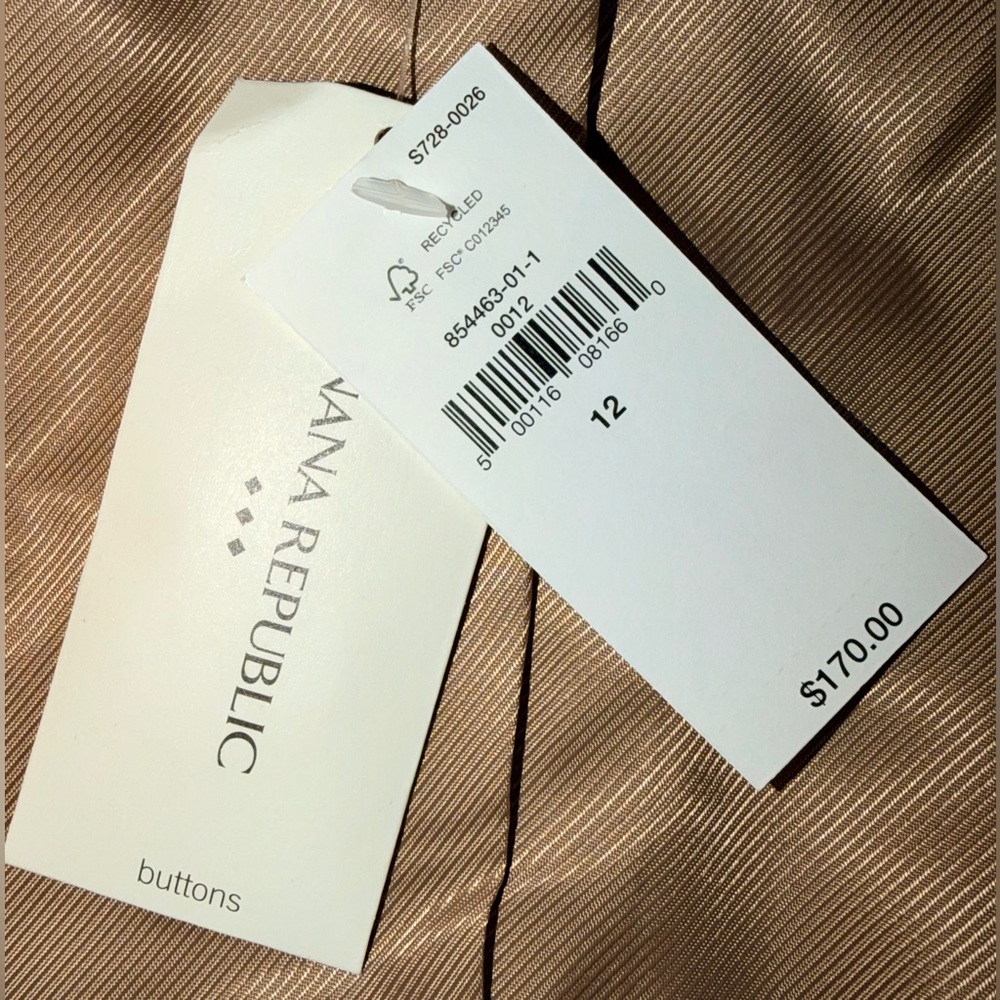 NWT Banana Republic Pant Suit Blazer 12 & Pants 10 Beige Tan 2-Pc Set MSRP $270 - Picture 4 of 16